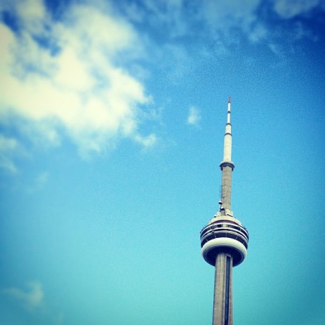 The CN Tower through an Instagram lens. Downtown Toronto.