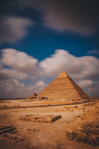Long Exposure of Ancient Pyramids of Giza, Egypt